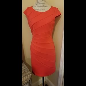 FLAWED Jessica Simpson orange coral scuba dress